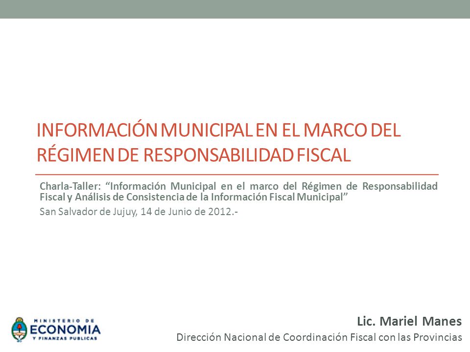 Información Municipal en el marco del Régimen de Responsabilidad Fiscal