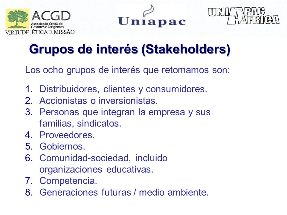 Grupos de interés (Stakeholders)