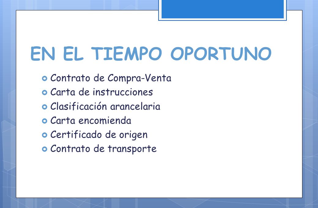 EN EL TIEMPO OPORTUNO Contrato de Compra-Venta Carta de instrucciones