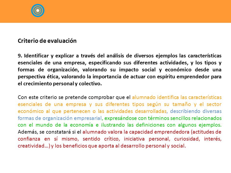 Criterio de evaluación