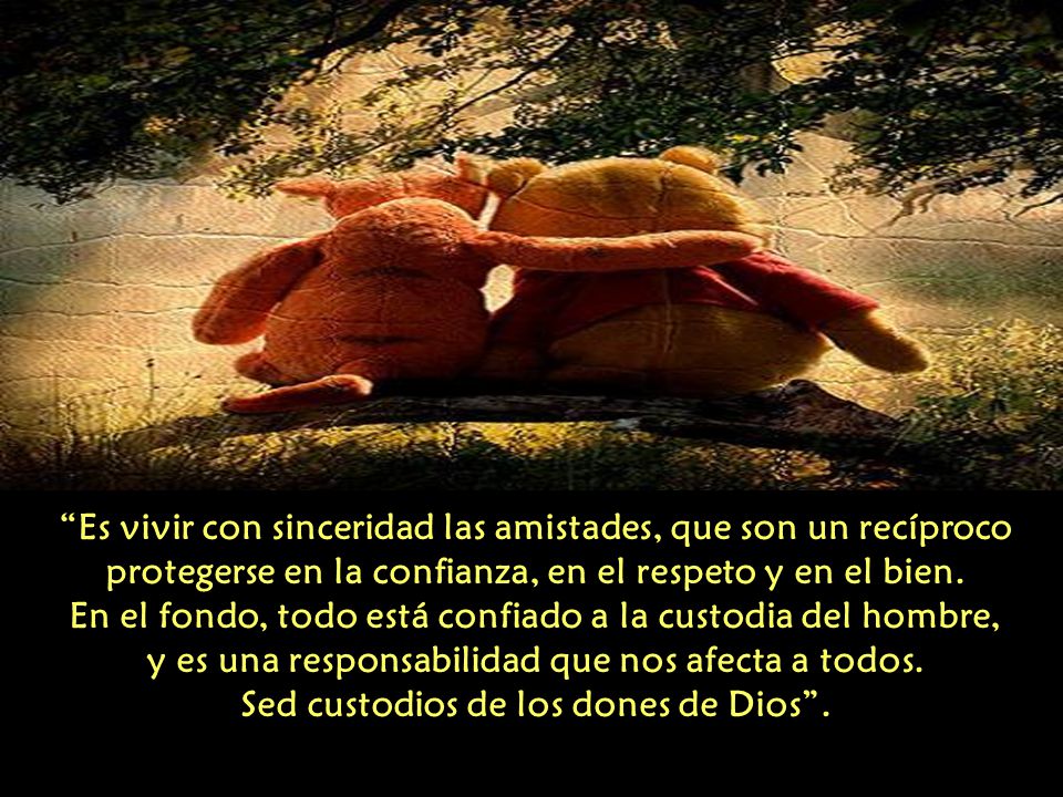 Es vivir con sinceridad las amistades, que son un recíproco protegerse en la confianza, en el respeto y en el bien.