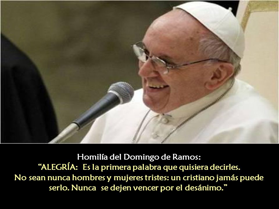 Homilía del Domingo de Ramos: ALEGRÍA: Es la primera palabra que quisiera decirles.
