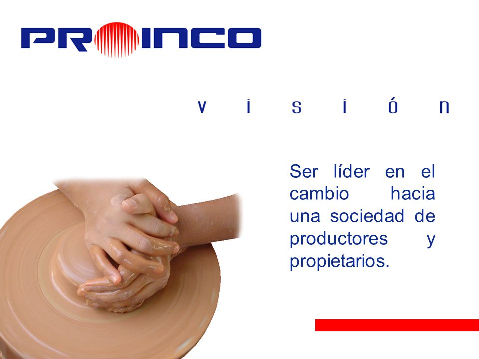Ser líder en el cambio hacia una sociedad de productores y propietarios.