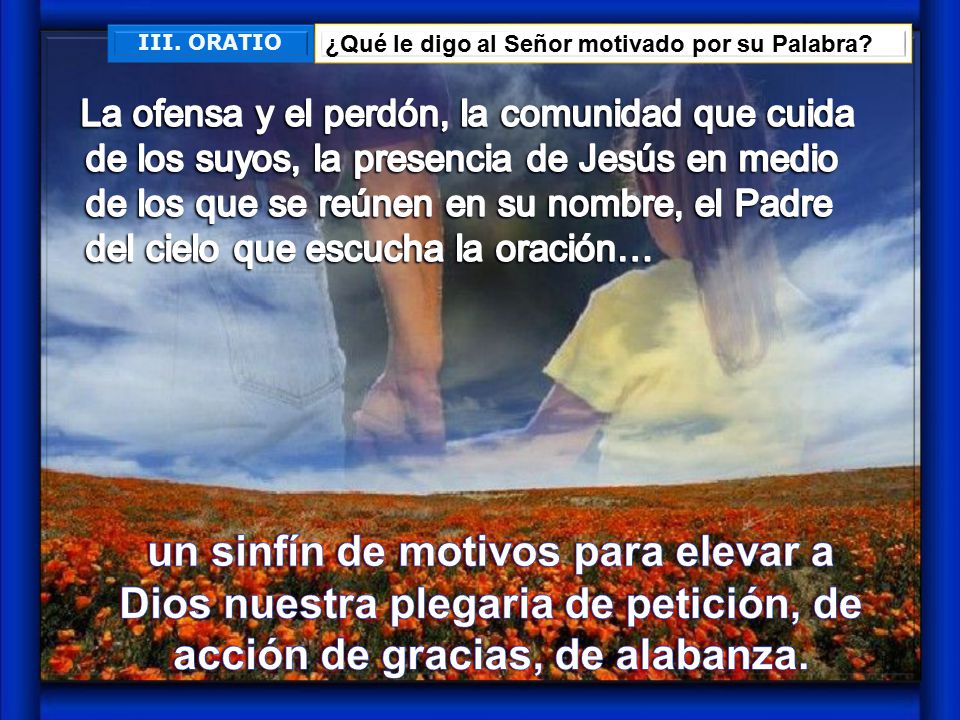 III. ORATIO ¿Qué le digo al Señor motivado por su Palabra