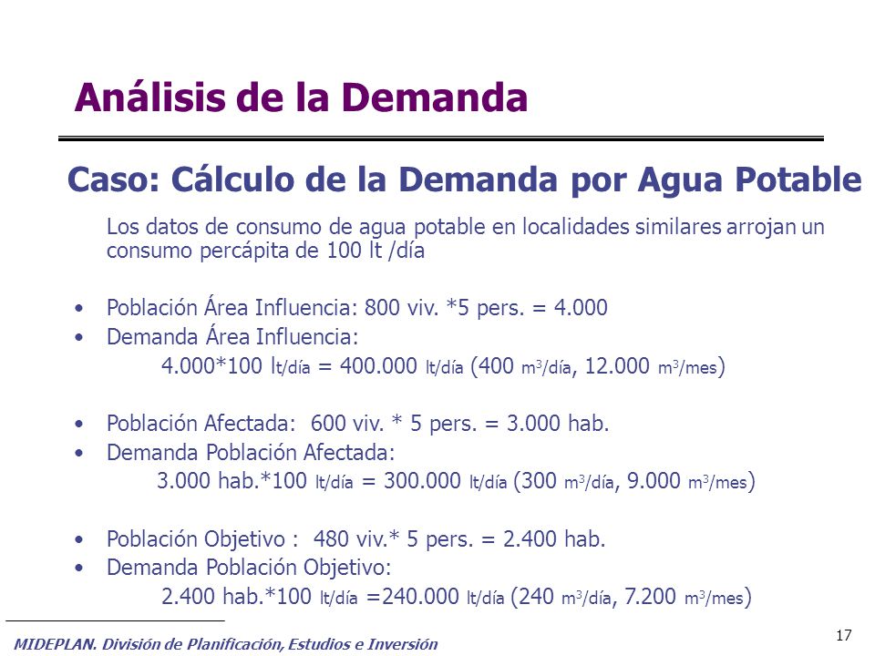 Análisis de la Demanda Caso: Cálculo de la Demanda por Agua Potable