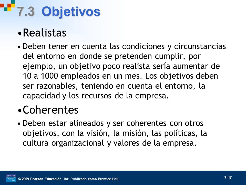 7.3 Objetivos Realistas Coherentes