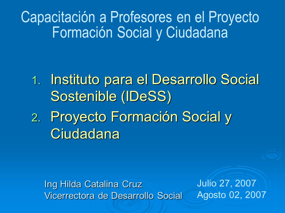 Capacitación a Profesores en el Proyecto Formación Social y Ciudadana