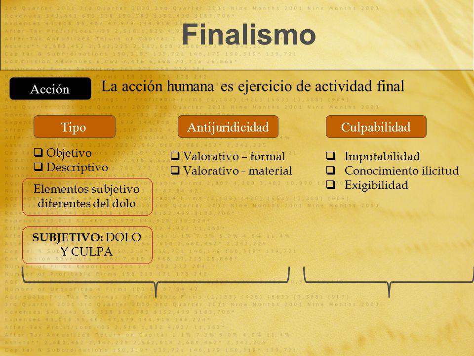 Finalismo La acción humana es ejercicio de actividad final Acción Tipo