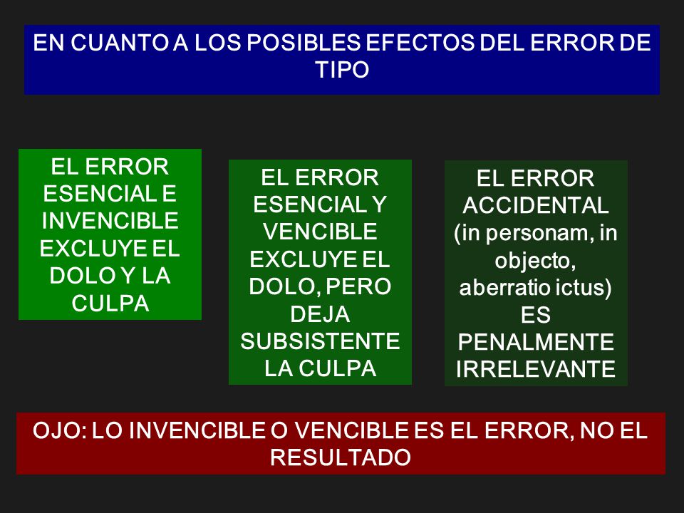 EN CUANTO A LOS POSIBLES EFECTOS DEL ERROR DE TIPO