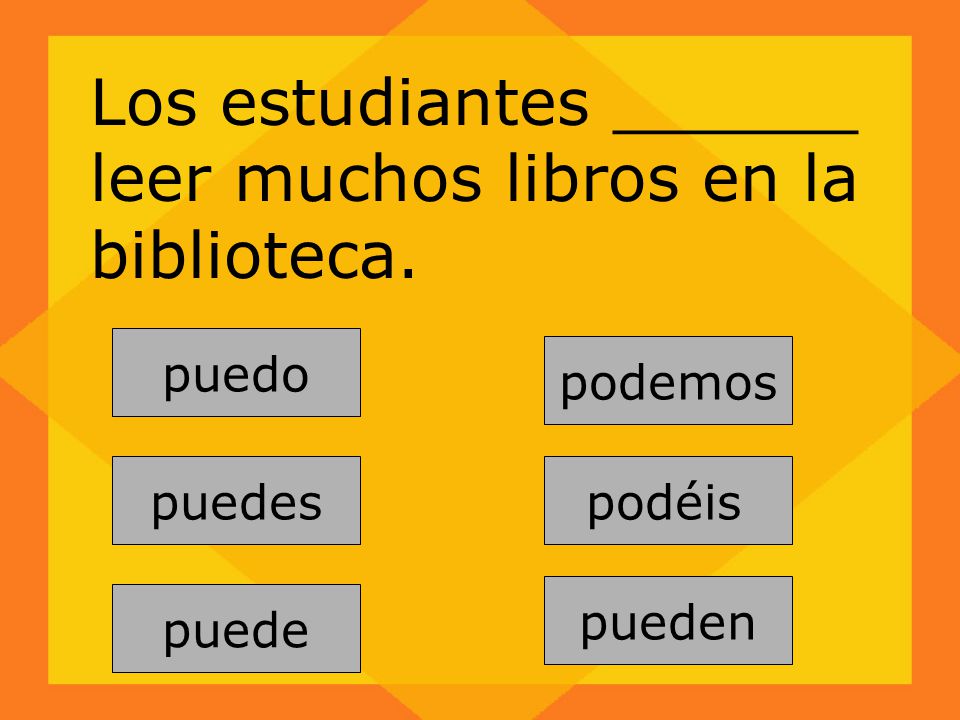 Los estudiantes ______ leer muchos libros en la biblioteca.