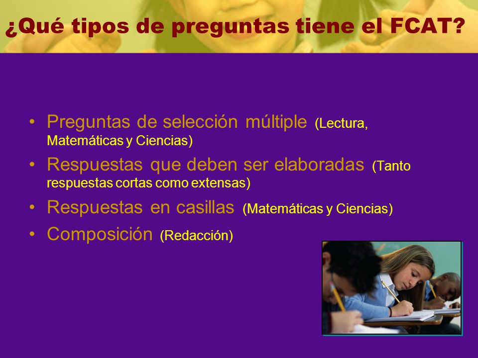 ¿Qué tipos de preguntas tiene el FCAT
