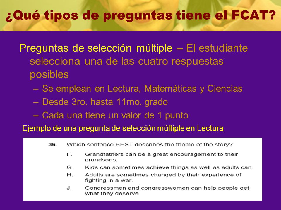 ¿Qué tipos de preguntas tiene el FCAT