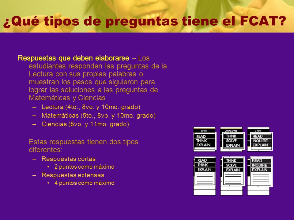 ¿Qué tipos de preguntas tiene el FCAT
