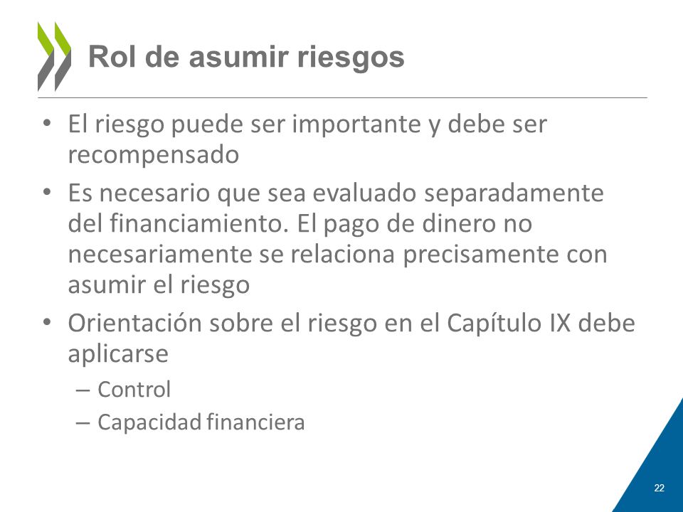 Rol de financiamiento El financiamiento es importante y debe ser evaluado al determinar precios de libre concurrencia.