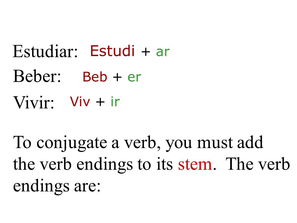 To conjugate a verb, you must add