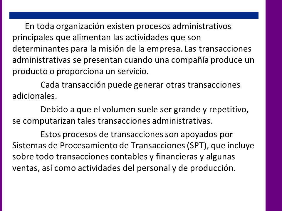 En toda organización existen procesos administrativos principales que alimentan las actividades que son determinantes para la misión de la empresa.