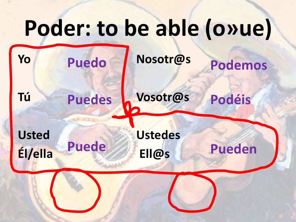 Poder: to be able (o»ue)