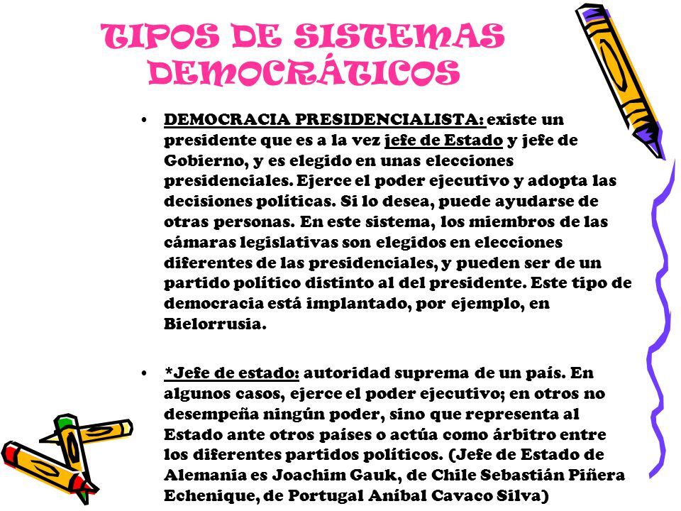 TIPOS DE SISTEMAS DEMOCRÁTICOS
