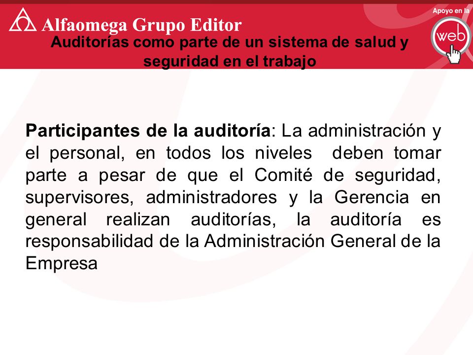 Auditorías como parte de un sistema de salud y seguridad en el trabajo