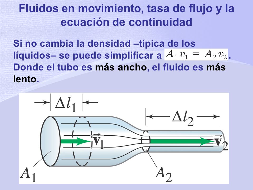 Fluidos en movimiento, tasa de flujo y la ecuación de continuidad