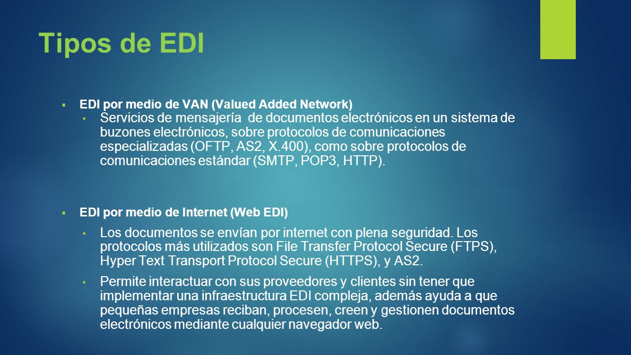 Tipos de EDI EDI por medio de VAN (Valued Added Network)