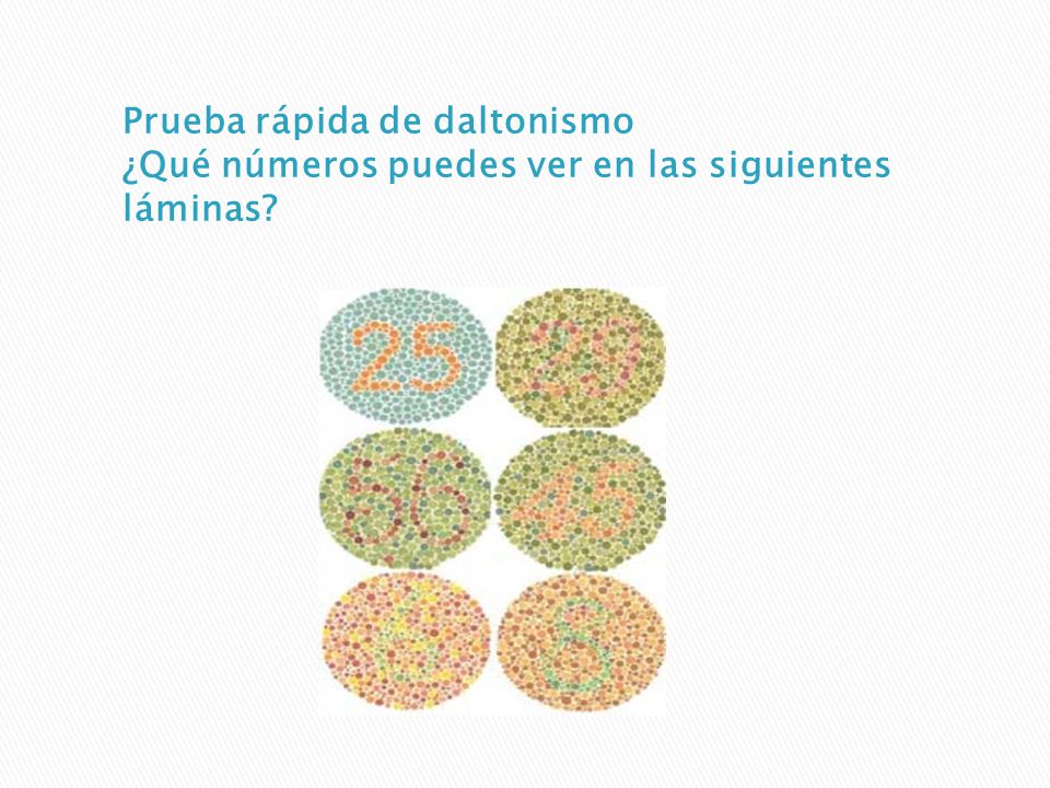 Prueba rápida de daltonismo ¿Qué números puedes ver en las siguientes láminas