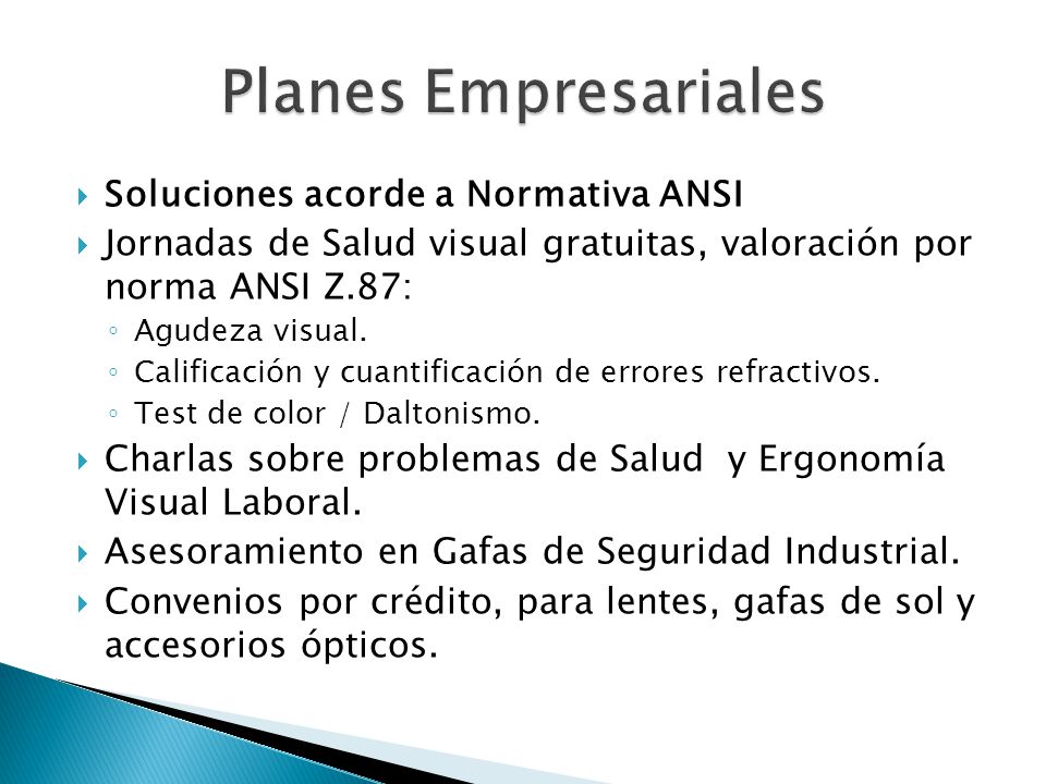 Planes Empresariales Soluciones acorde a Normativa ANSI