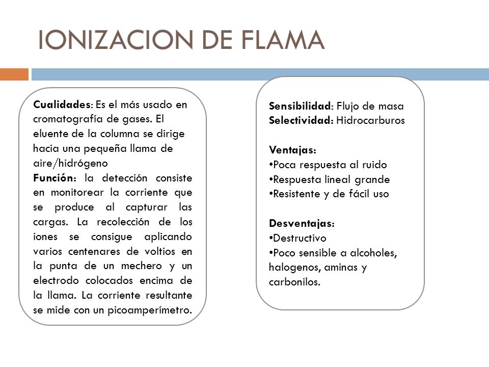 IONIZACION DE FLAMA Sensibilidad: Flujo de masa