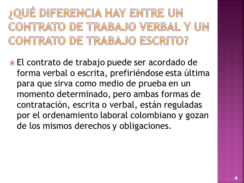 ¿Qué diferencia hay entre un contrato de trabajo verbal y un contrato de trabajo escrito