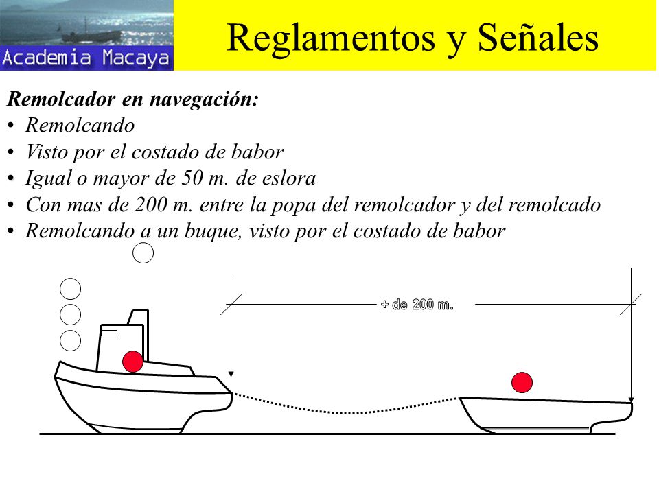 Reglamentos y Señales Remolcador en navegación: Remolcando