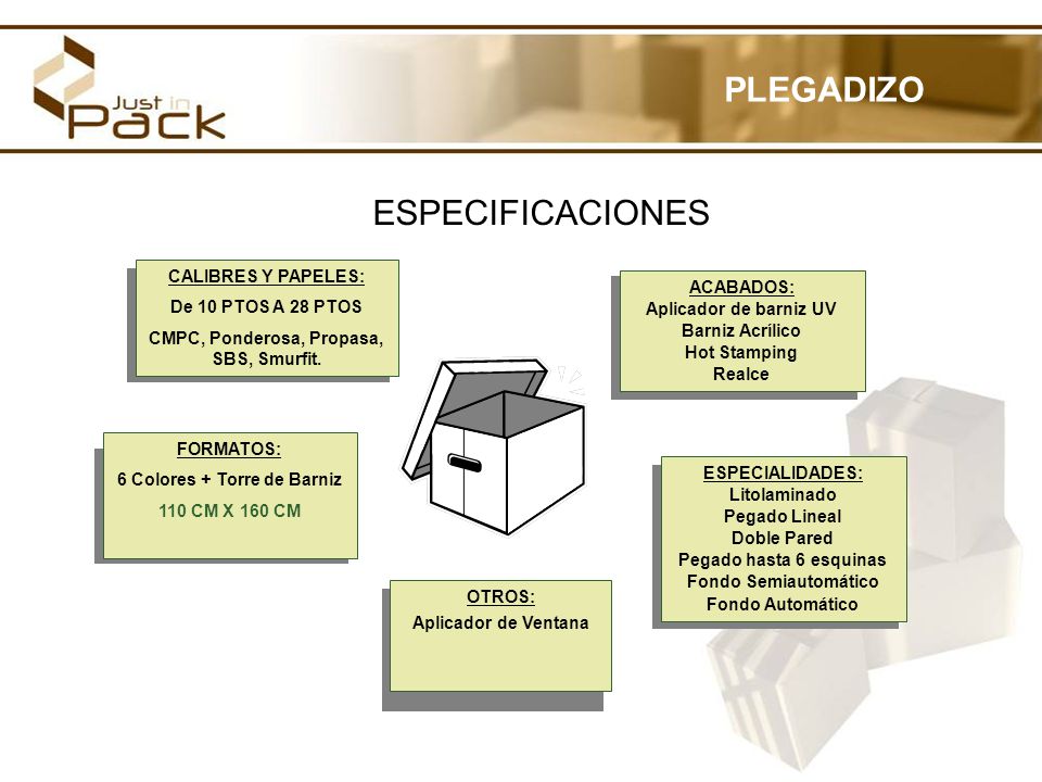 CMPC, Ponderosa, Propasa, SBS, Smurfit. 6 Colores + Torre de Barniz