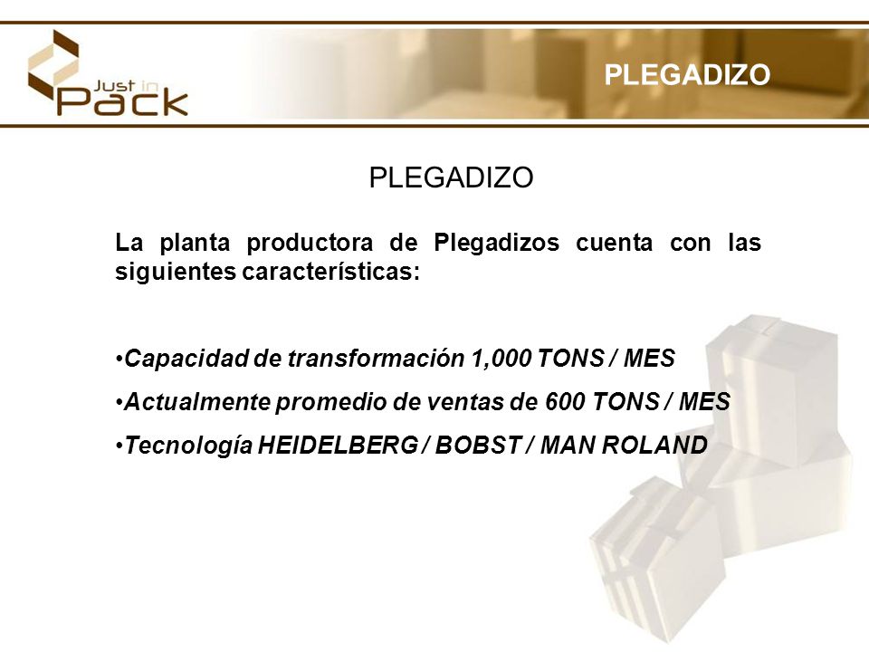PLEGADIZO PLEGADIZO. La planta productora de Plegadizos cuenta con las siguientes características: