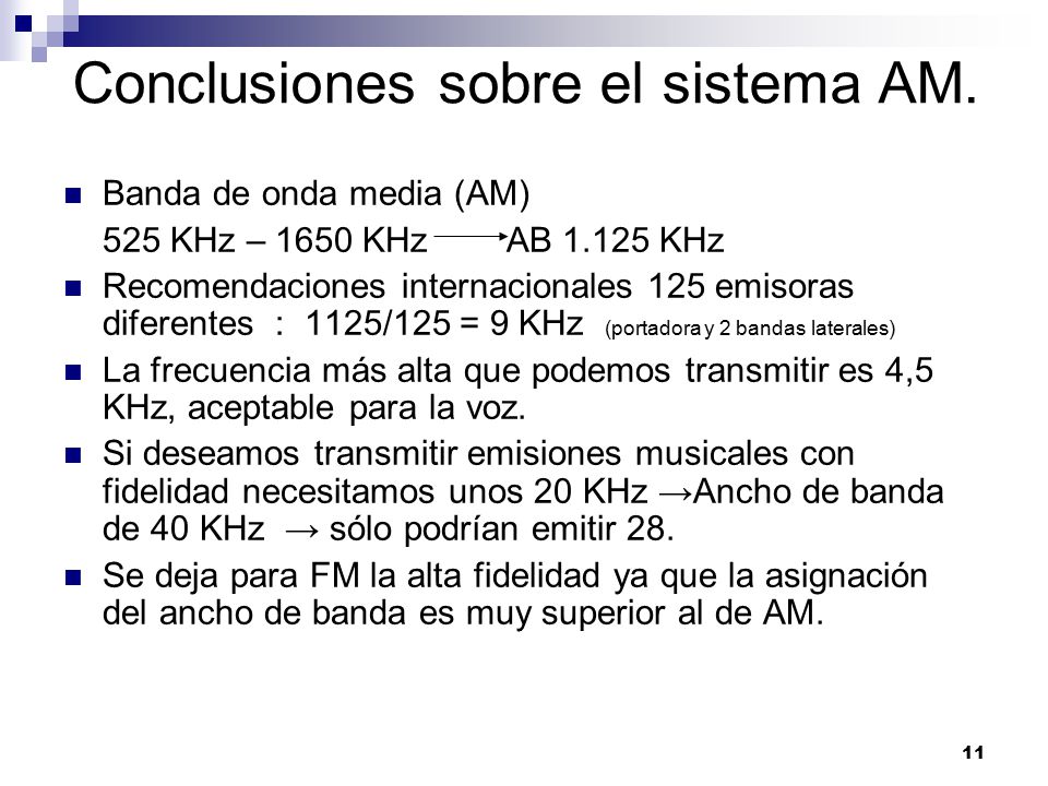 Conclusiones sobre el sistema AM.