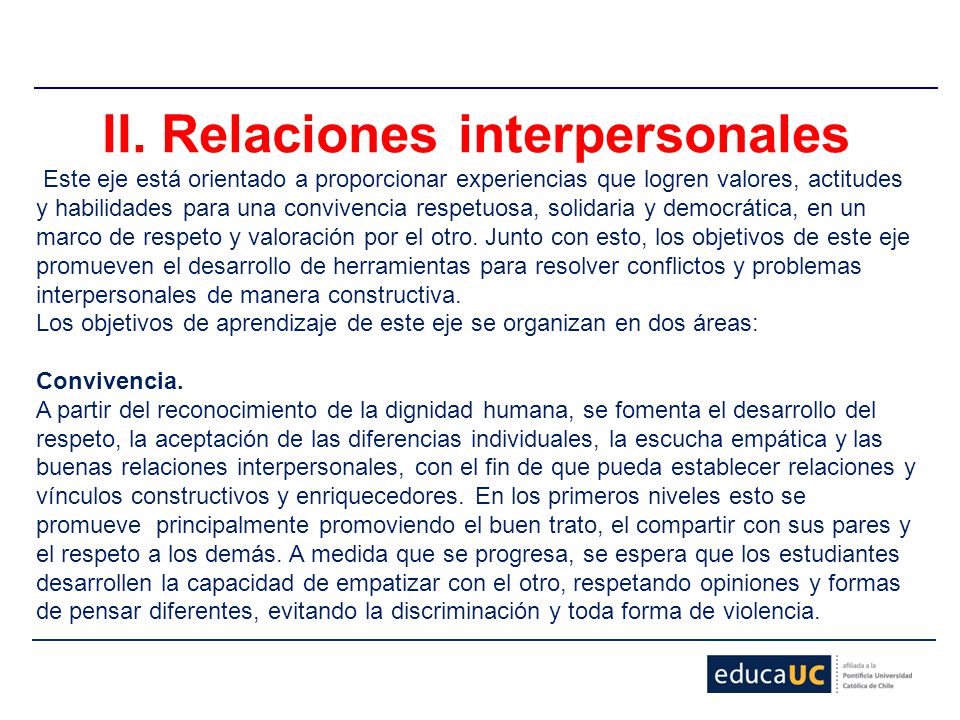II. Relaciones interpersonales