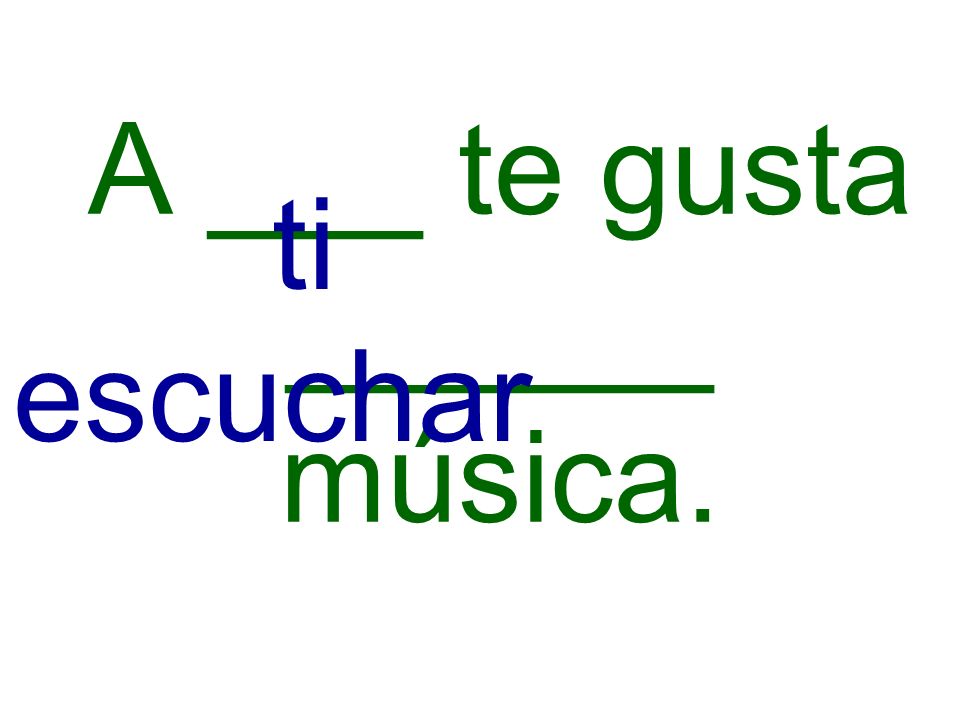 A ___ te gusta ______ música.