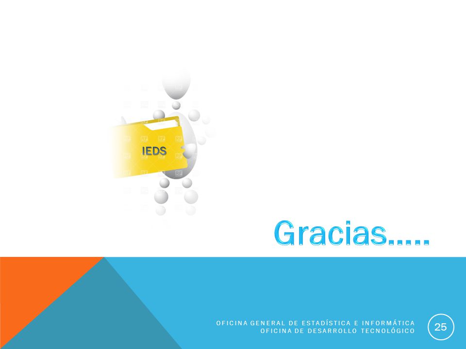 IEDS Gracias….. OFICINA GENERAL DE ESTADÍSTICA E INFORMÁTICA OFICINA DE DESARROLLO TECNOLÓGICO