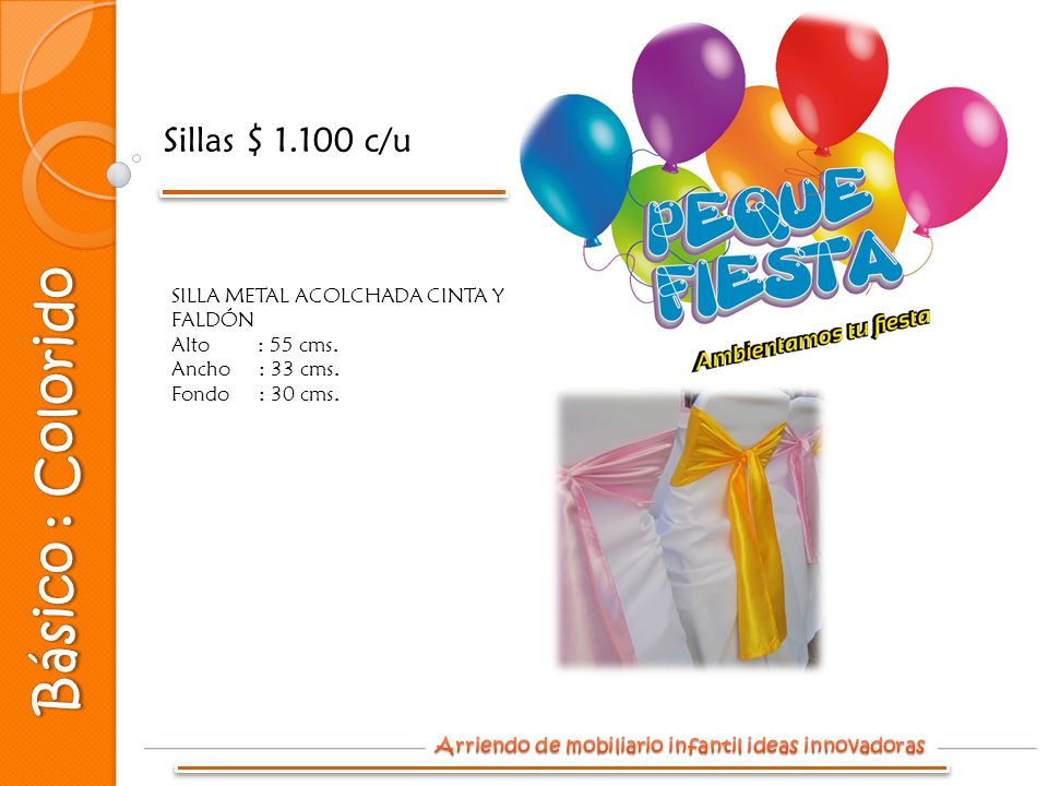 Básico : Colorido Sillas $ c/u SILLA METAL ACOLCHADA CINTA Y