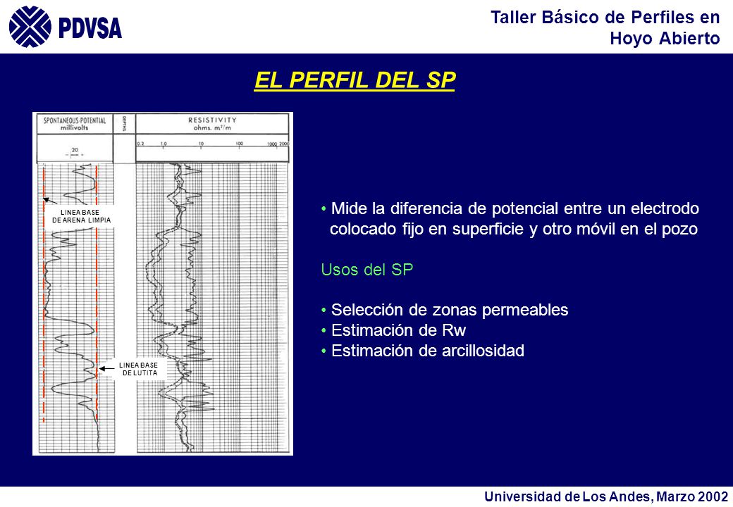 EL PERFIL DEL SP Mide la diferencia de potencial entre un electrodo