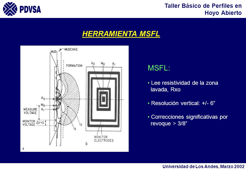 HERRAMIENTA MSFL MSFL: Lee resistividad de la zona lavada, Rxo
