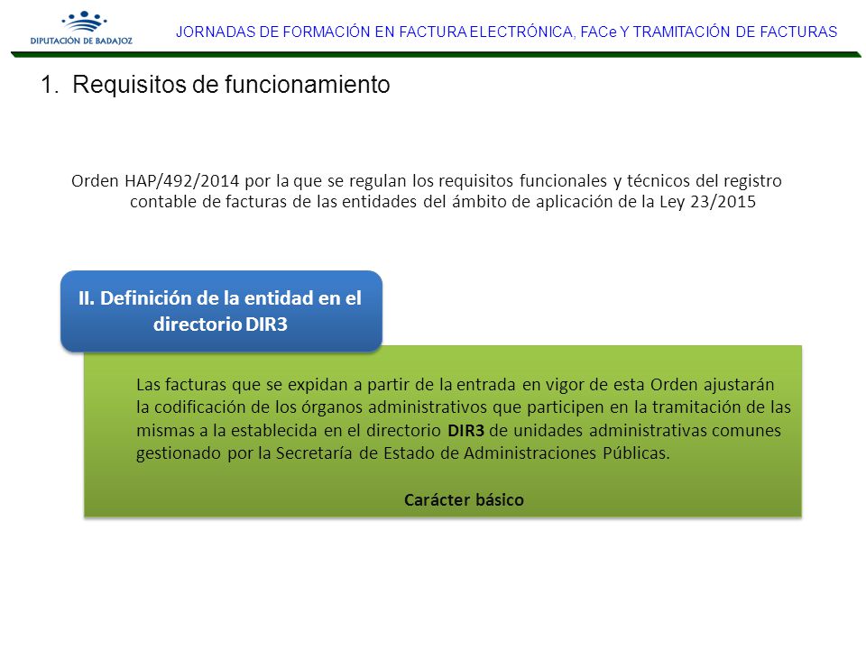II. Definición de la entidad en el directorio DIR3