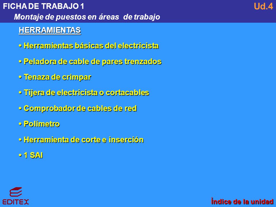 Ud.4 FICHA DE TRABAJO 1 Montaje de puestos en áreas de trabajo