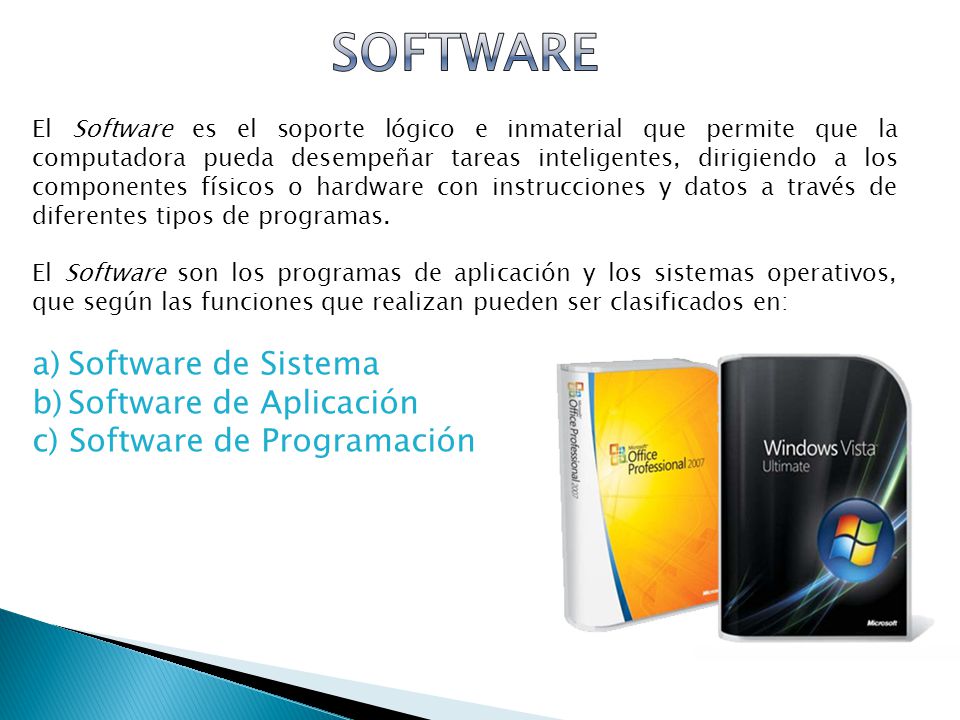 Software Software de Sistema Software de Aplicación