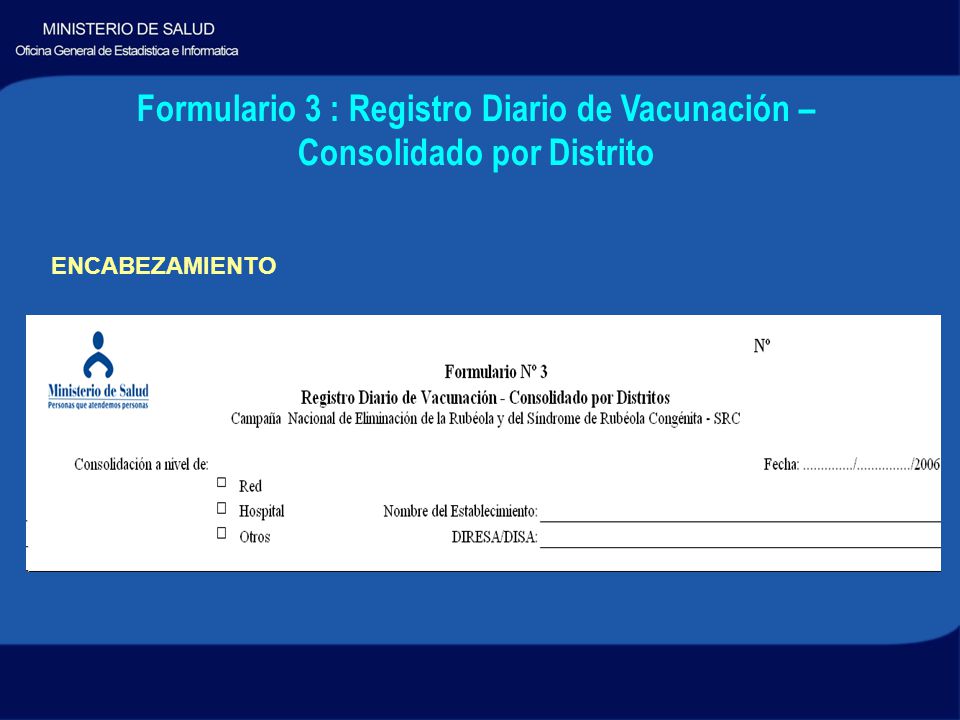 Formulario 3 : Registro Diario de Vacunación – Consolidado por Distrito