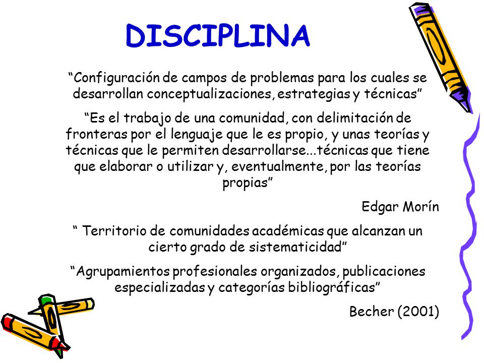 DISCIPLINA Configuración de campos de problemas para los cuales se desarrollan conceptualizaciones, estrategias y técnicas