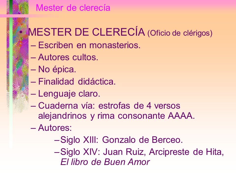 MESTER DE CLERECÍA (Oficio de clérigos)