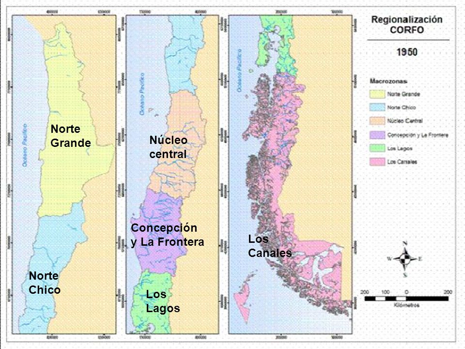 Norte Grande Núcleo central Concepción y La Frontera Los Canales Norte Chico Los Lagos