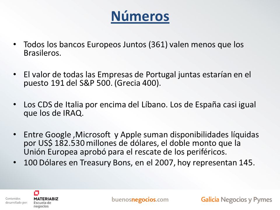 Todos los bancos Europeos Juntos (361) valen menos que los Brasileros.