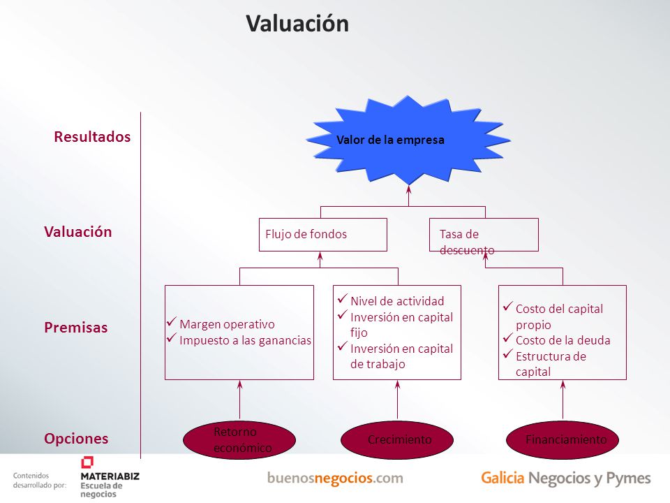 Valuación Resultados Valuación Premisas Opciones Valor de la empresa