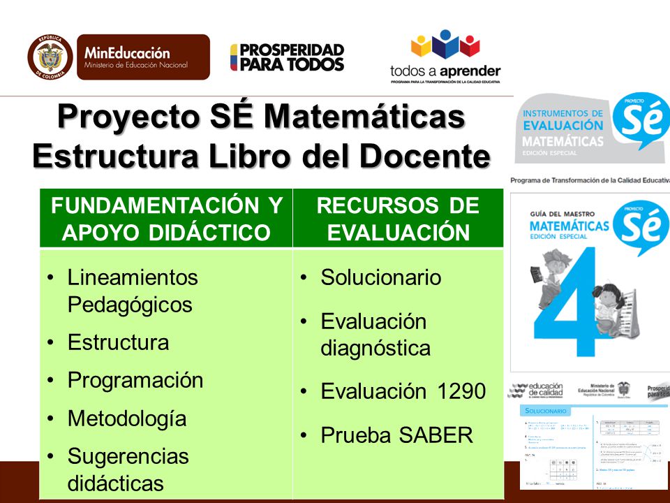 Proyecto SÉ Matemáticas Estructura Libro del Docente