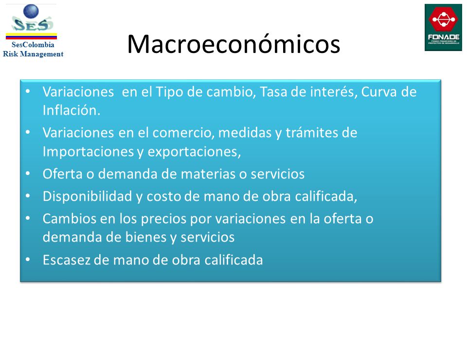 Macroeconómicos Variaciones en el Tipo de cambio, Tasa de interés, Curva de Inflación.